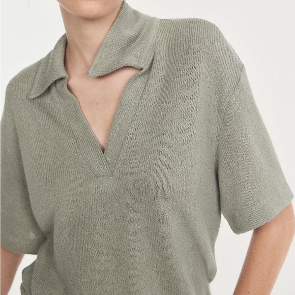 Gently Loved Blue Knit Collared V Neck Shirt by H&M **No longer Sold on Site** - Picture 8 of 8